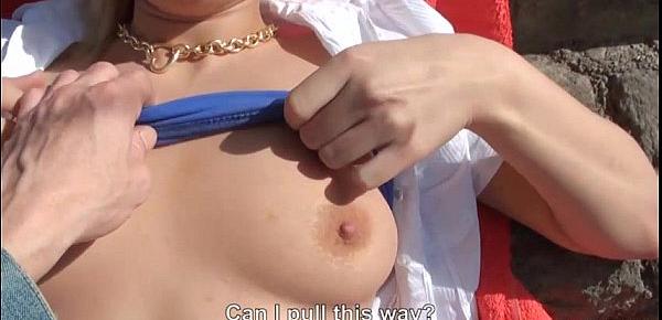  Kitty Rich flashes her tits and pounded in public for money